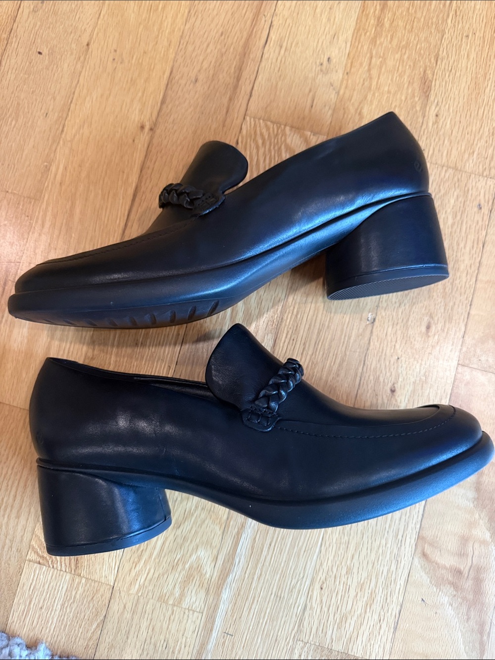 Ecco Black  Braided Leather Loafer
